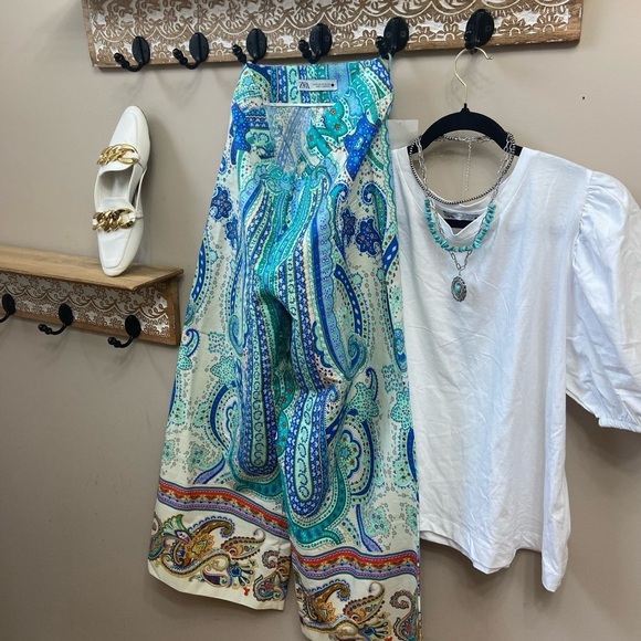 Spring/summer 🆕French Riviera ZARA mediterranean vibes pant Xs - Picture 4 of 7